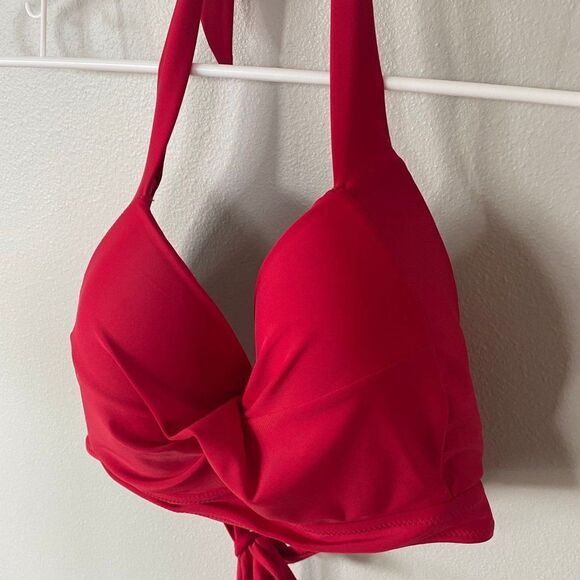 Sexy Red Lightly Padded Halter Swim Suit Top, Size XXL - Picture 2 of 11